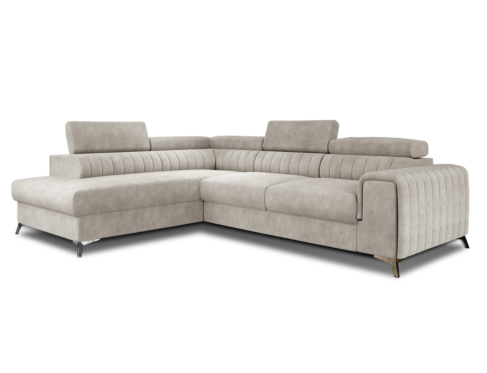 ECKSOFA Laurence mit Schlaffunktion & Bettkasten – 278 x 205 cm, verstellbare Kopfstützen - Beige, Kunststoff (278/205cm) - Wohnideebilder