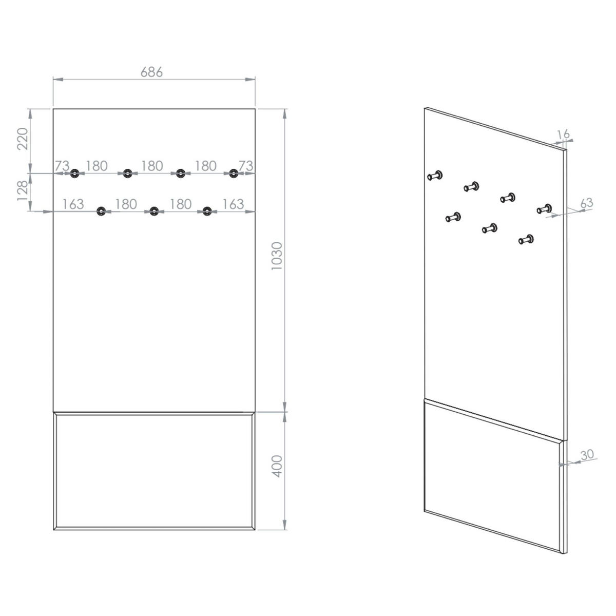 WANDGARDEROBE Dioce graubeige 69 cm - Taupe, Holzwerkstoff (68.9/143/3cm) - Selsey