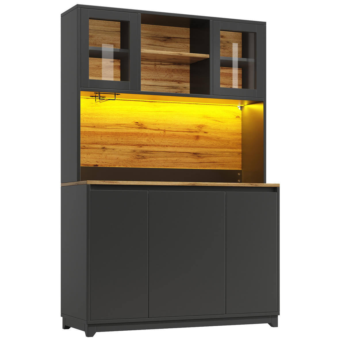 BUFFET 120/40/180 cm schwarz aus MDF mit LED - Schwarz, Holzwerkstoff (120/180/40cm) - OKWISH