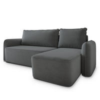 ECKSOFA DOLVER CL Grau Samtstoff mit Schlaffunktion - Grau, Holzwerkstoff/Textil (238/156cm) - MASSENO