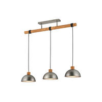 LED-PENDELLEUCHTE Breite 108cm, Holzbalken - Silberfarben/Naturfarben, Naturmaterialien/Metall (25/108/215cm) - meineWunschleuchte