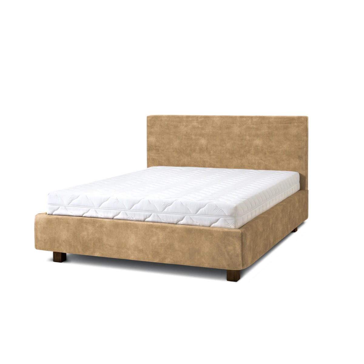 POLSTERBETT Puro 180x200 in Plüsch Tofee - Hellbraun, Holz (180/200cm) - Letti Moderni