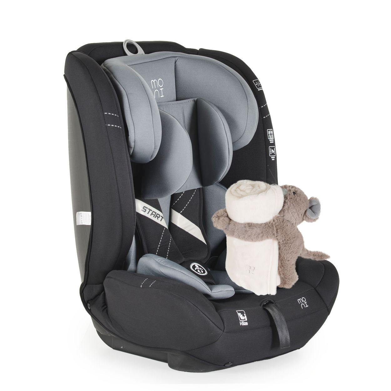 KINDERSITZ i-Size Start grau (76-150cm) Kopfstütze verstellbar, Kuscheltier - Grau, Kunststoff (45/60/46cm) - Moni