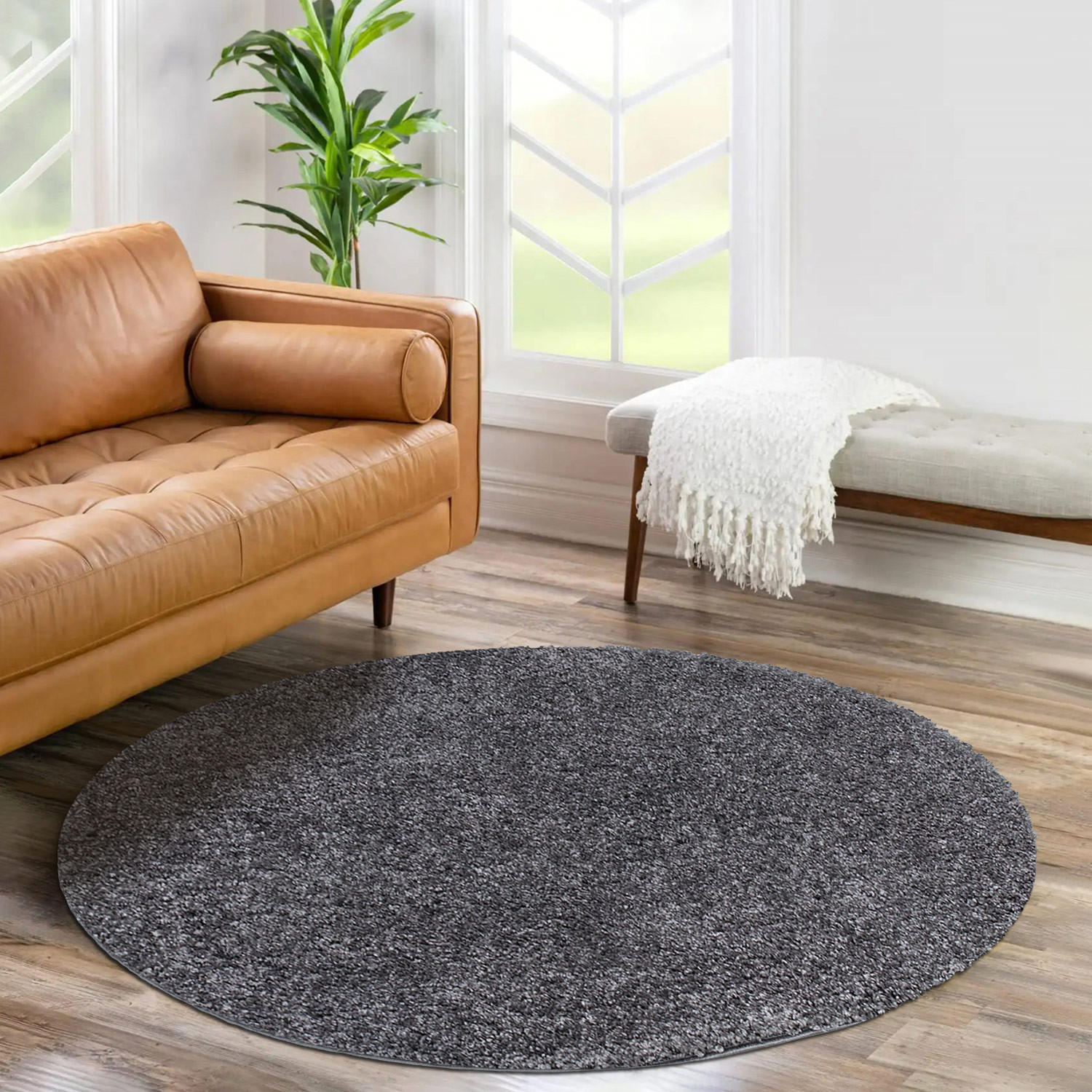 HOCHFLOR-TEPPICH City Shaggy 500 Anthrazit 80x80 cm - Anthrazit, Textil (80/80cm) - carpet city
