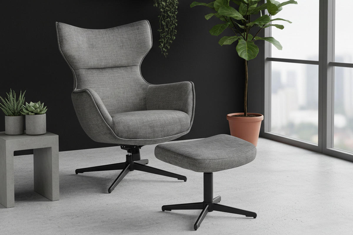 SESSEL VOGUE Samt Grau 100 cm - Schwarz/Grau, Textil/Metall (73/99/100cm) - riess-ambiente