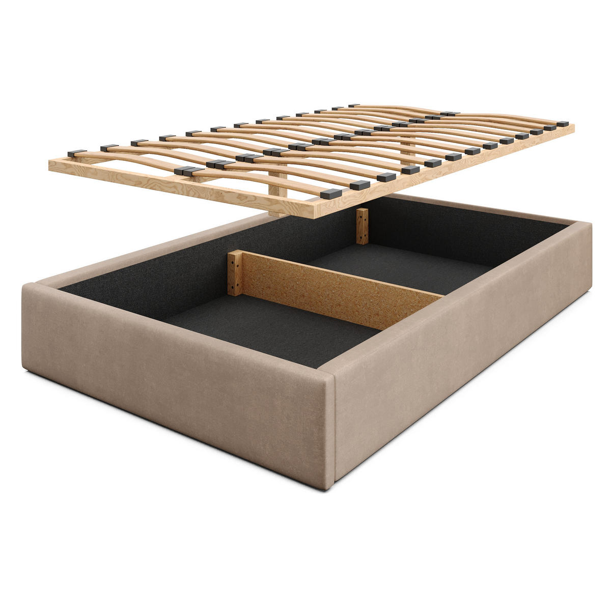 POLSTERBETT 120x200cm Bett mit Stauraum Lattenrost Beige - Beige, Holz/Holzwerkstoff (120/200cm) - Muralo
