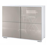 KOMMODE Rova Sandgrau Hochglanz - Sandfarben, Holzwerkstoff (92.5/75.5/35cm) - Vladon