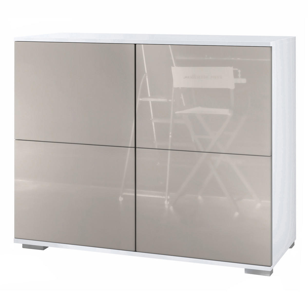 KOMMODE Rova Sandgrau Hochglanz - Sandfarben, Holzwerkstoff (92.5/75.5/35cm) - Vladon