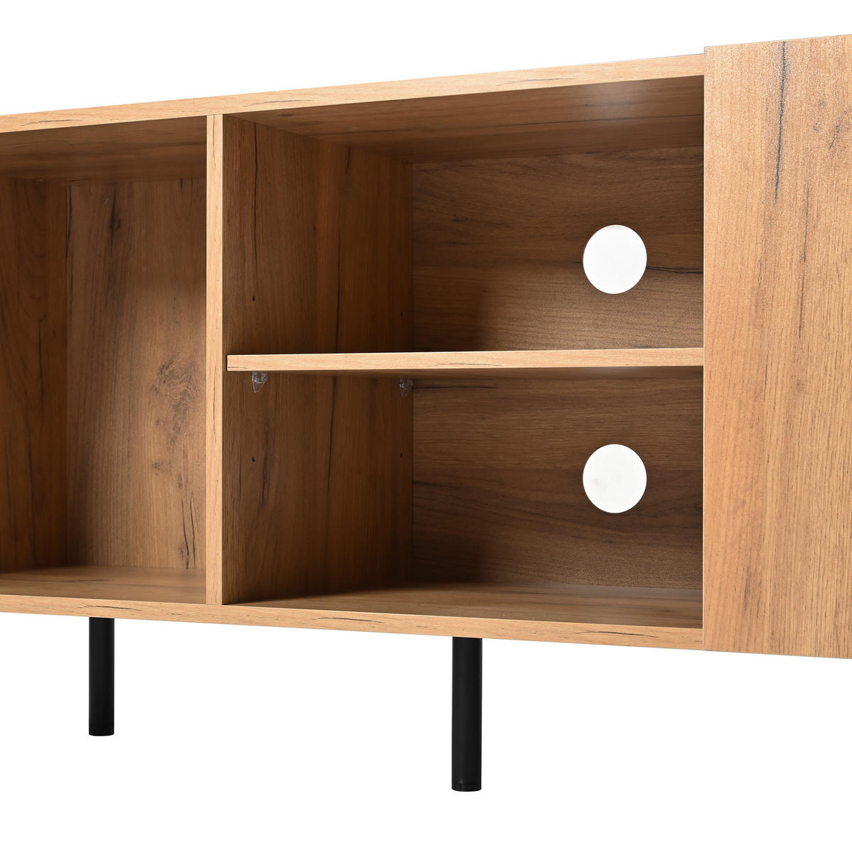 TV SCHRANK mit Drei Türen und Zwei Offenen Fächern - Schwarz/Braun, Holzwerkstoff (38/57/160cm) - Urban Meuble