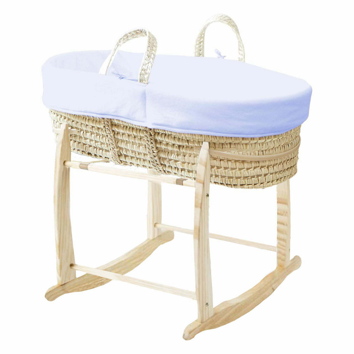 BABYTRAGEKORB mit Holzgestell blau - Blau, Naturmaterialien (29/78cm) - Premiers Moments