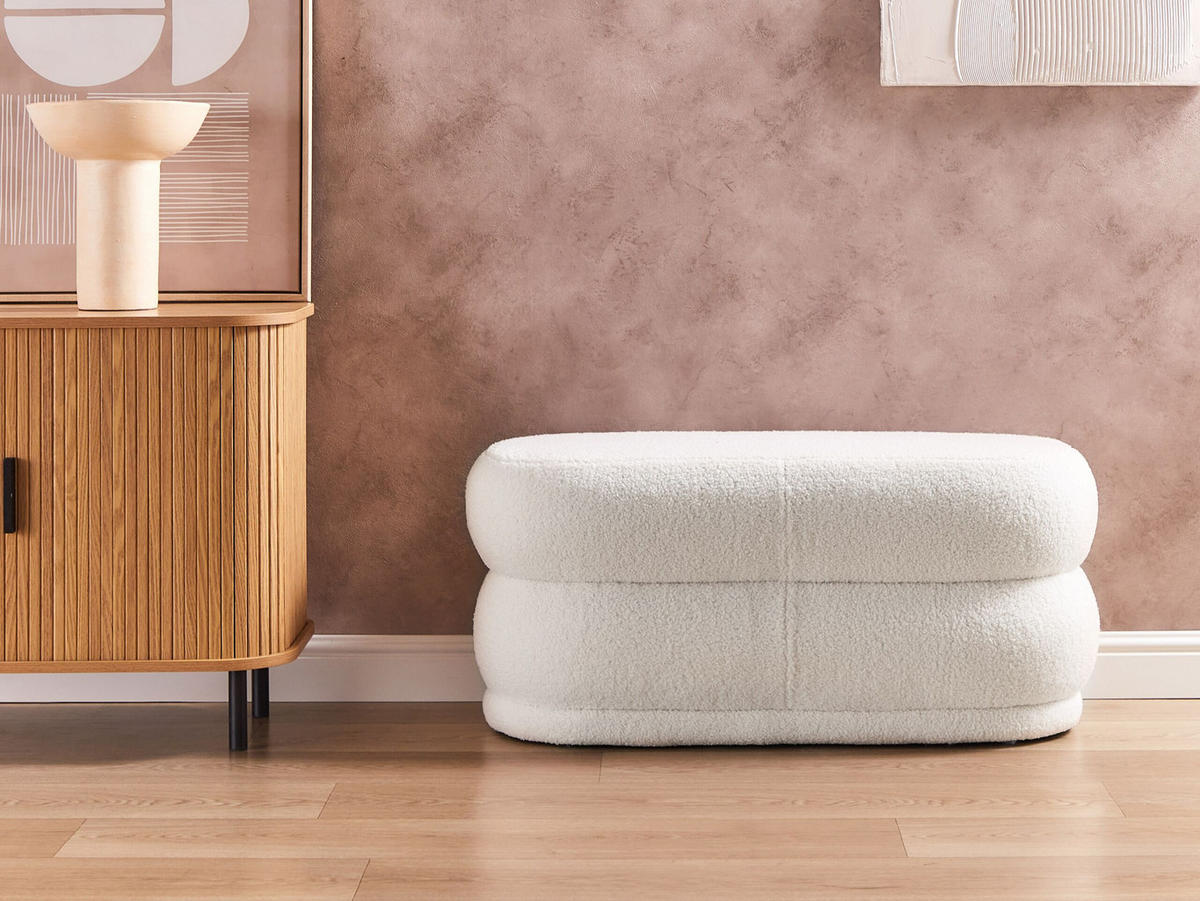 BANK Weiß Ellendale - Weiß, Textil (90/40/40cm) - Beliani