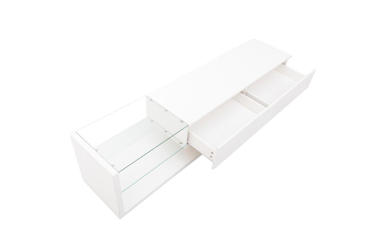TV-ELEMENT 170 cm Hochglanz Weiß mit Glasflächen und LED-Beleuchtung - Weiß, Holzwerkstoff (36/38/170cm) - Korfee
