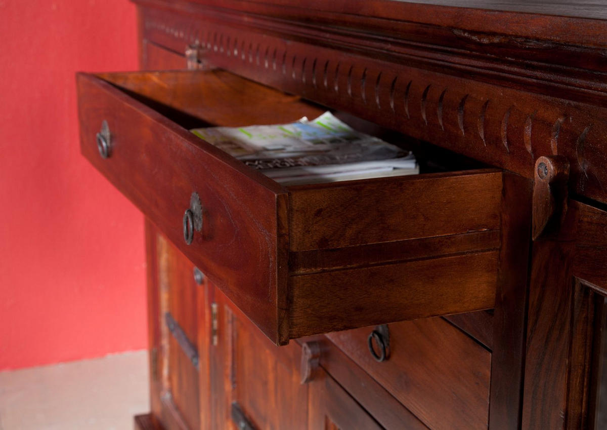 SIDEBOARD Akazie 181x50x100 nougat lackiert OXFORD #453 - Dunkelbraun, Holz (181/100/50cm) - Massivmoebel24