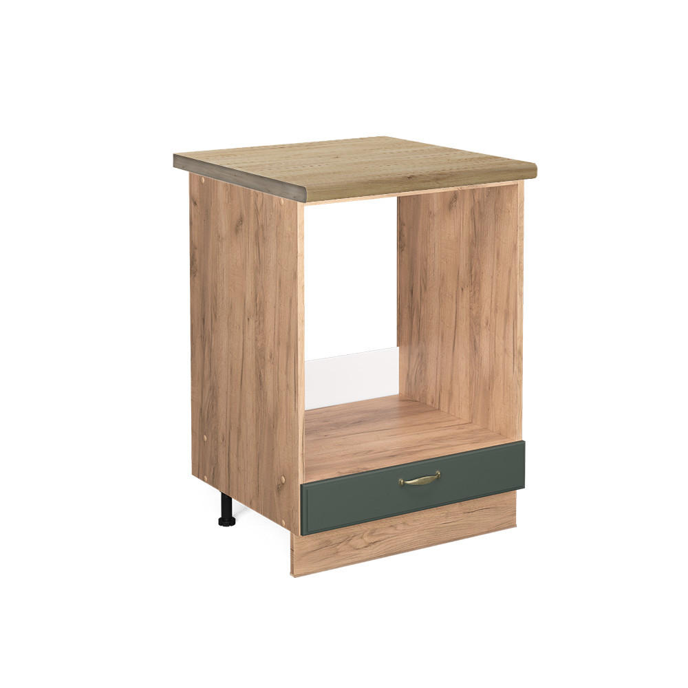 HERDUMBAUSCHRANK Fame-Line Grün-Gold Landhaus 60 cm, AP Eiche - Honigeiche/Eiche Wotan, Holzwerkstoff (60/82/60cm) - Vicco
