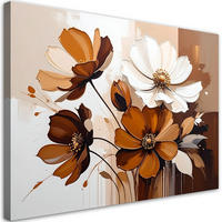 BILD auf Leinwand, Ein Strauß beigefarbener Blumen in einem modernen Arrangement - Braun, Textil (30/20cm) - Feeby