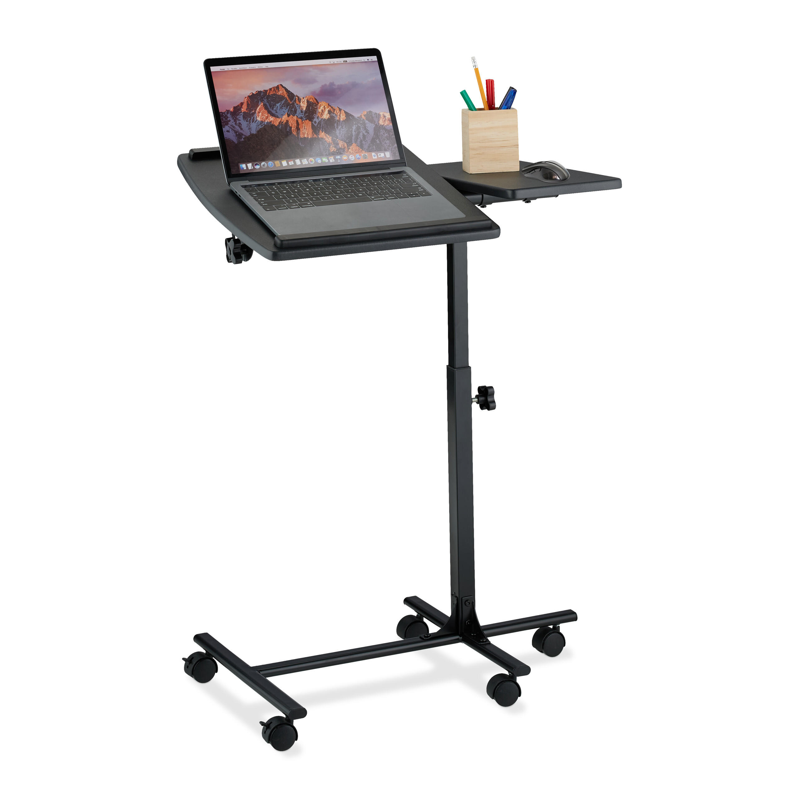 LAPTOPTISCH - Schwarz, Holzwerkstoff/Kunststoff (40/61/85cm) - Relaxdays