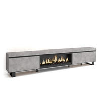 TV-SCHRANK Lowboard, Elektrokamin XXL, zementgrau, 288/35/57 cm - Grau, Holzwerkstoff (35/57/288cm) - Skraut Home