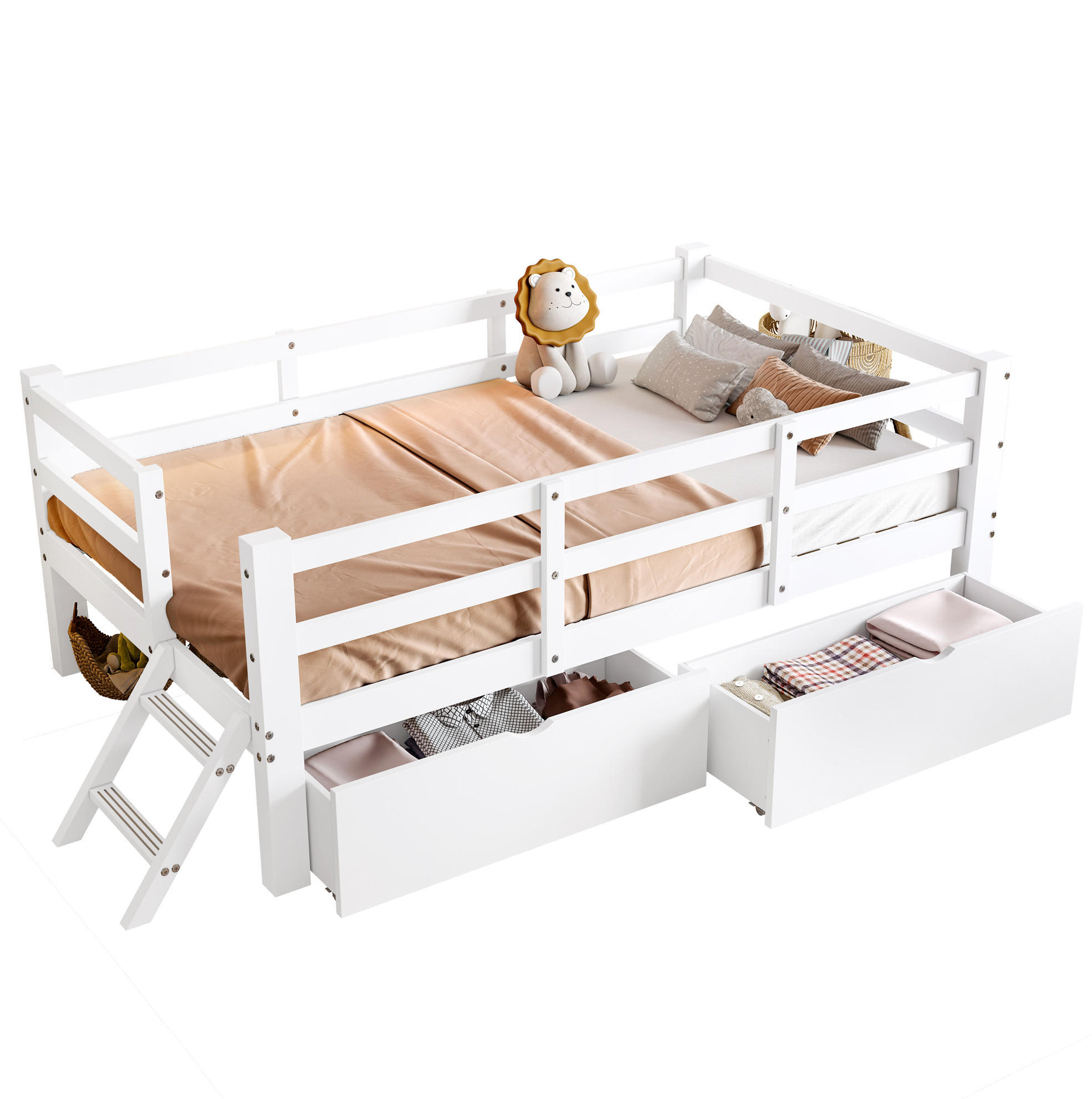 Beauniv Bett Weiß 90x200 cm