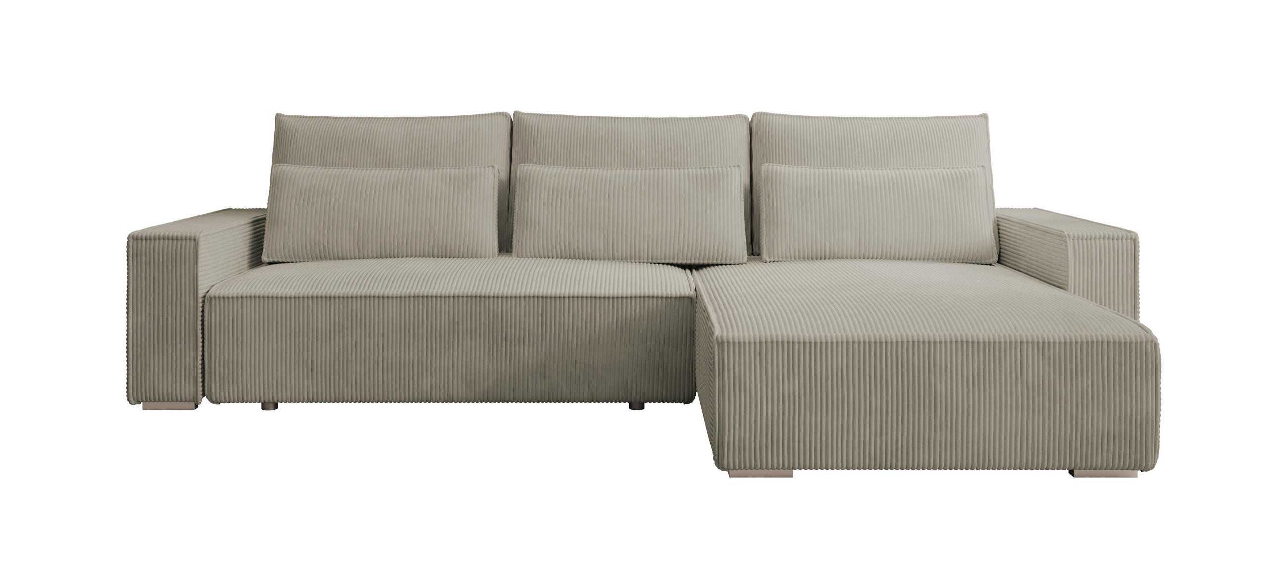 ECKSOFA Alice mit Bettkasten und Schlaffunktion, Cordstoff in L-Form - Beige, Textil (289/184cm)