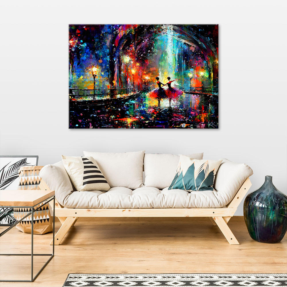 LEINWANDBILD Ballerinas Musik Tanz 100x70cm - Multicolor, Textil (100/70cm) - Feeby