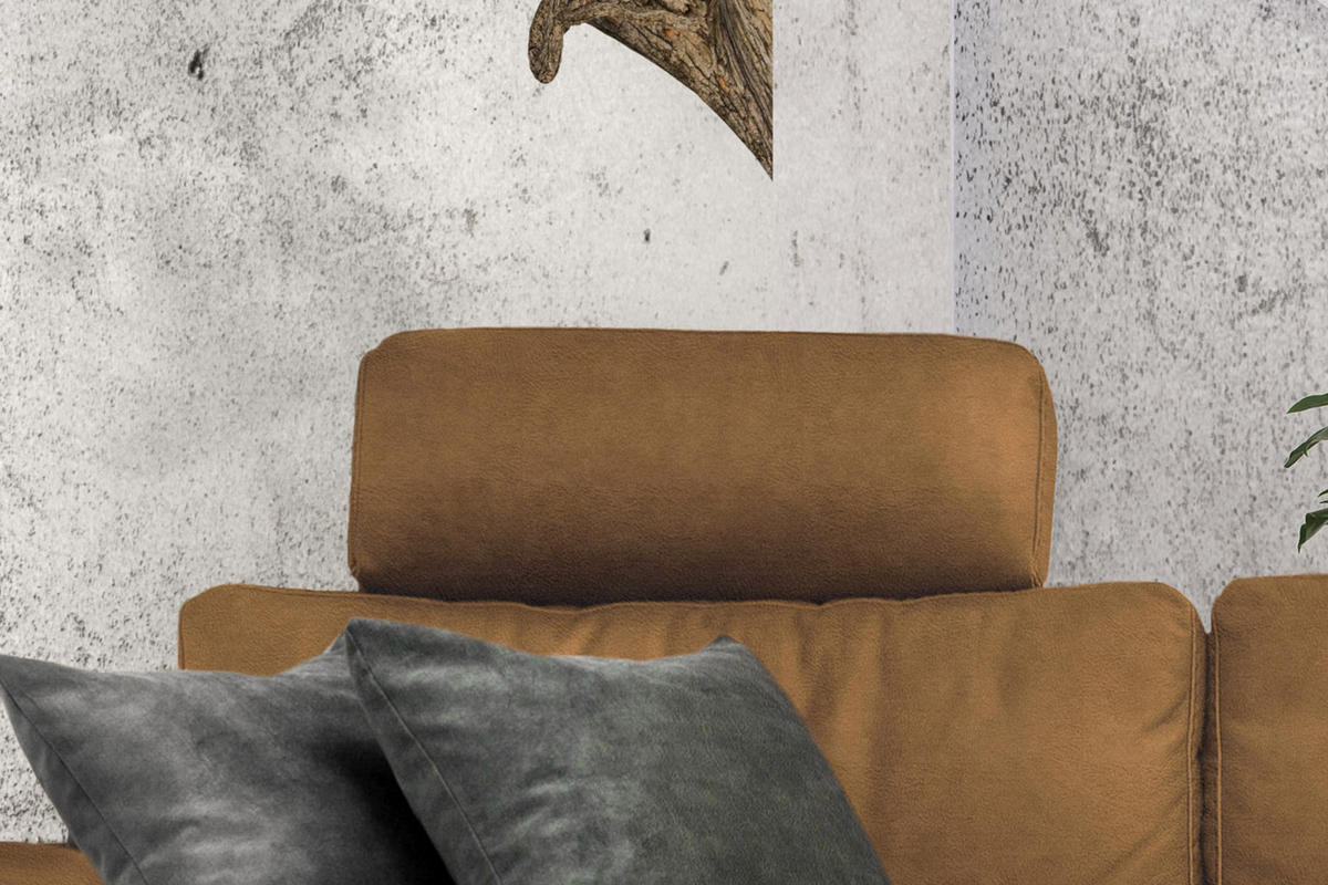 ECKSOFA XL MOTOR. RELAXFUNKTION LOLA Orange Webstoff - Schwarz/Orange, Textil (304/178cm) - KAWOLA