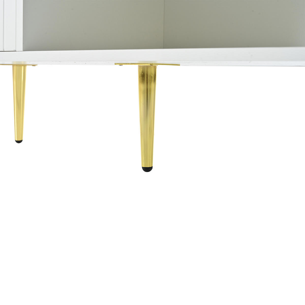 SCHUHSCHRANK in Weiß Schuhkommode mit Stauraum gepolsterter Sitzbank Rückenlehne Metallgriffe Eingangsbereich, B100/T40/H58cm - Goldfarben/Weiß, Holzwerkstoff/Metall (100/58/38cm) - STILVORA