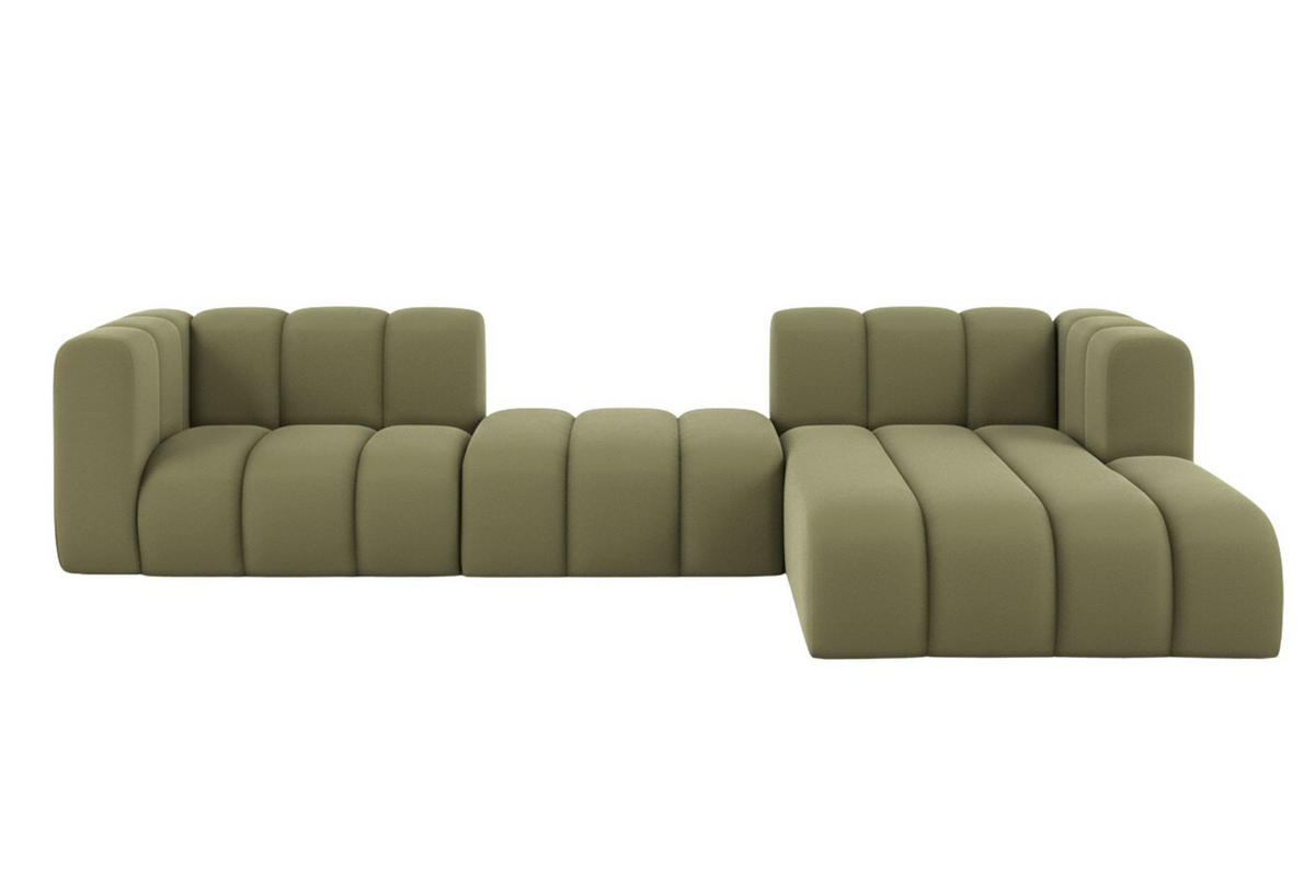 ECKSOFA L-Form Grand L 319 cm, Veloursstoff Salvador, Olive, Rechts - Olivgrün, Holz (319/179cm) - Kaiser Möbel