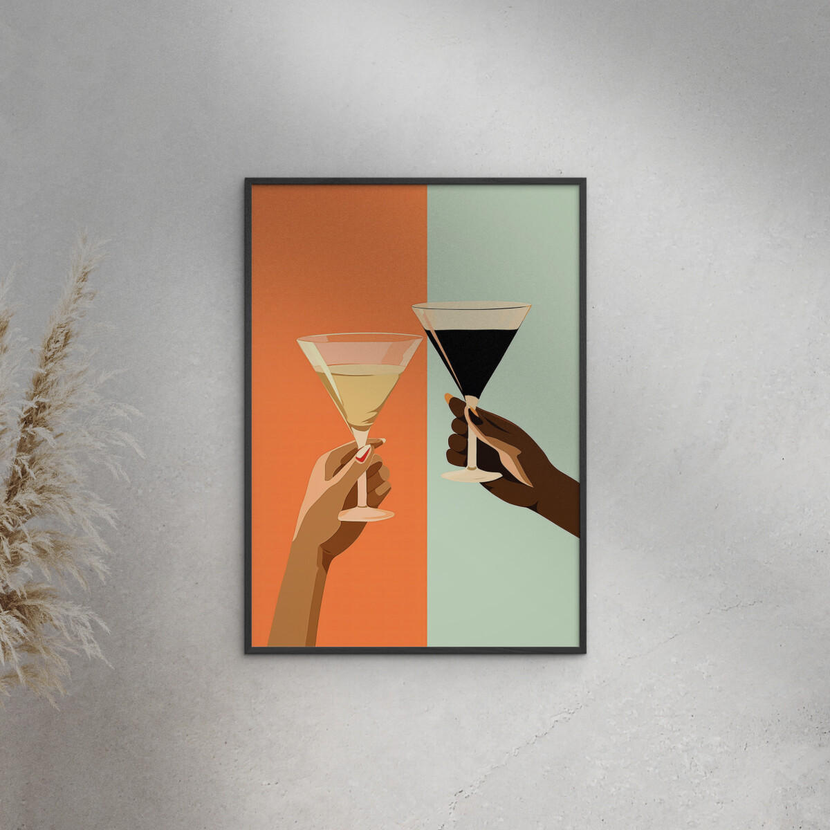 POSTER mit Rahmen Andreas Magnusson - A Toast for Two - Multicolor/Schwarz, Holz/Papier (30/40cm) - Poster&Frame