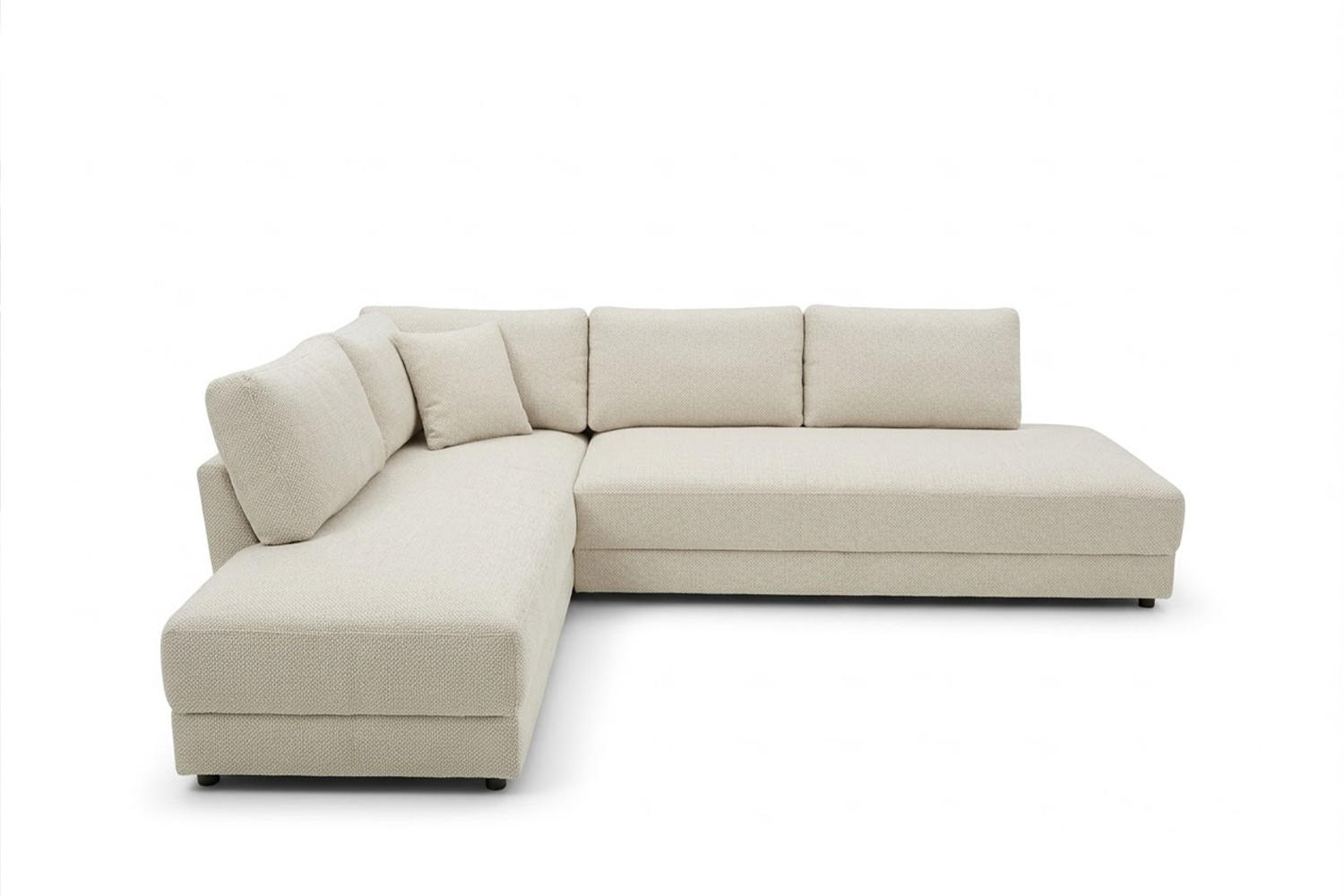SCHLAFSOFA SADIRA Cremeweiß Flachgewebe - Creme/Schwarz, Kunststoff/Textil (288/89/209cm) - KAWOLA