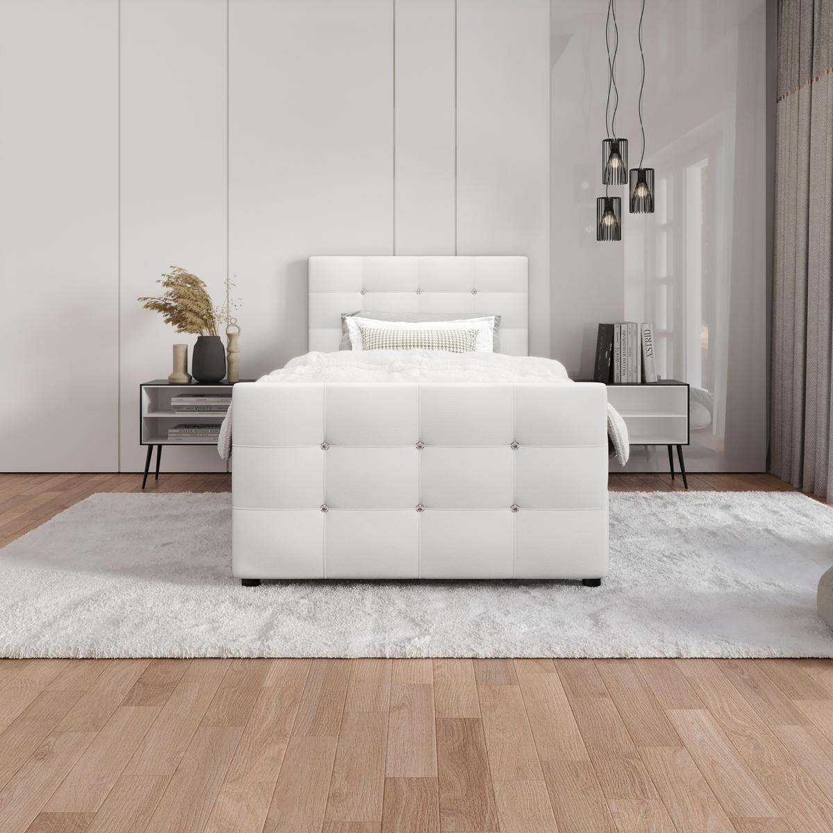 BOXBETT KLEO 90x200, mit Matratze H3 und Topper, Madryt 120 - Weiß, Holz/Kunststoff (90/200cm) - Bedante