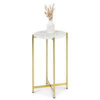 BEISTELLTISCH CRATO bronze/weiß - Weiß/Bronzefarben, Naturmaterialien/Metall (36/36/55cm) - IDIMEX