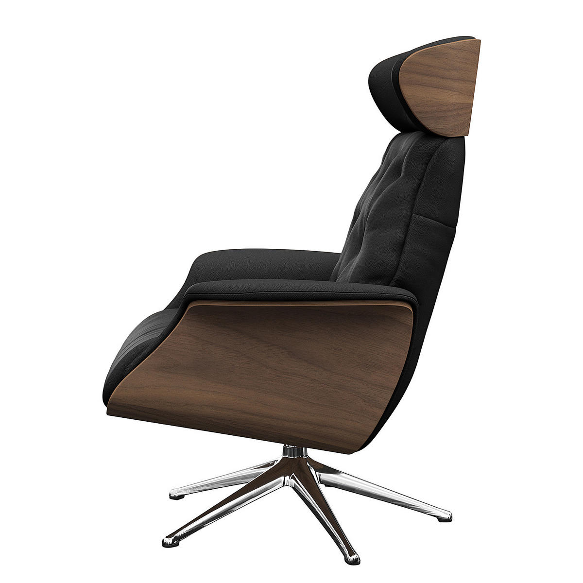 RELAXSESSEL - Echtleder - Chromfarben/Schwarz, Leder/Metall (83/112/83cm) - home24