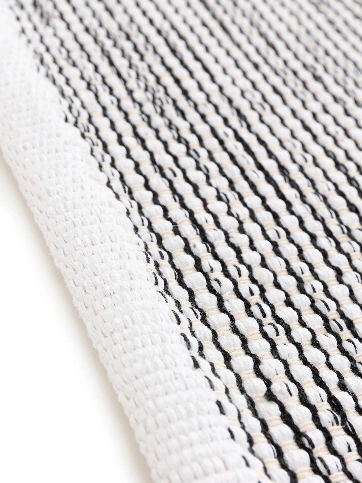 BAUMWOLLLÄUFER Ron handgewebt 80x300 cm - Schwarz, Naturmaterialien/Textil (80/300cm) - benuta