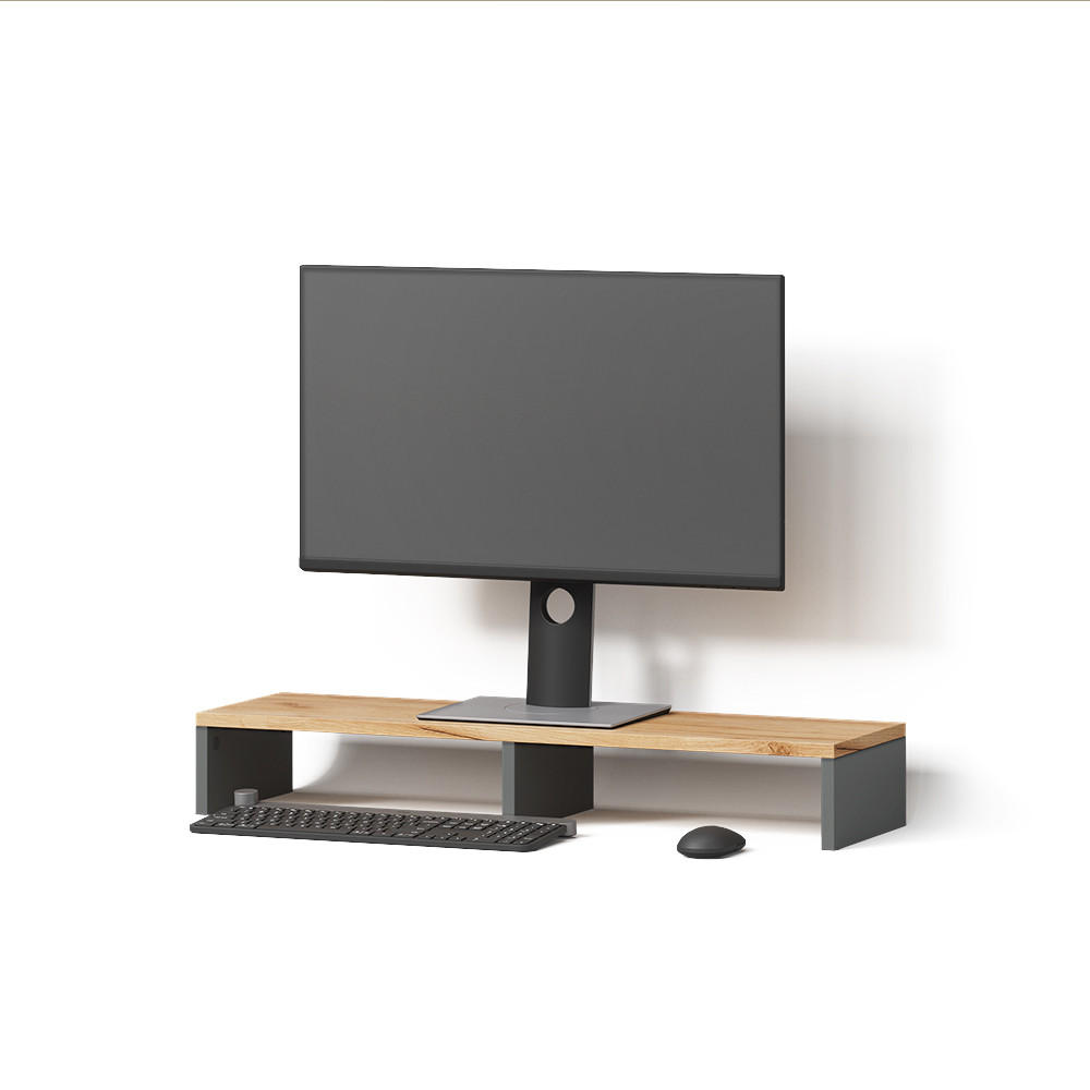 MONITORSTÄNDER Lorena Anthrazit/Goldkraft Eiche 80 x 12 cm - Anthrazit, Holzwerkstoff (23.5/80/12cm) - Livinity®