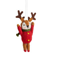 WEIHNACHTSDEKO Hängend RENIFERI, 9 x 16 cm, Braun, Christbaumschmuck, Weihnachtsbaumdekoration, Christmas, Xmas - Braun, Textil (9/6/16cm) - home&you