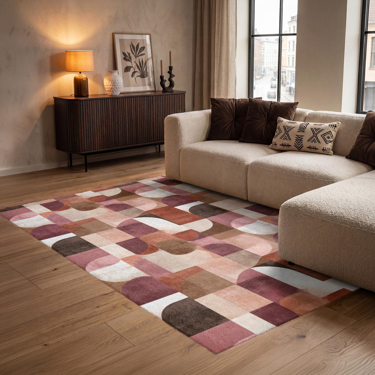 KOBERCE - Geometria - Moderné - Retro - 140x200 cm - viacfarebná, textil/plast (140/0.4cm) - OnlyWow