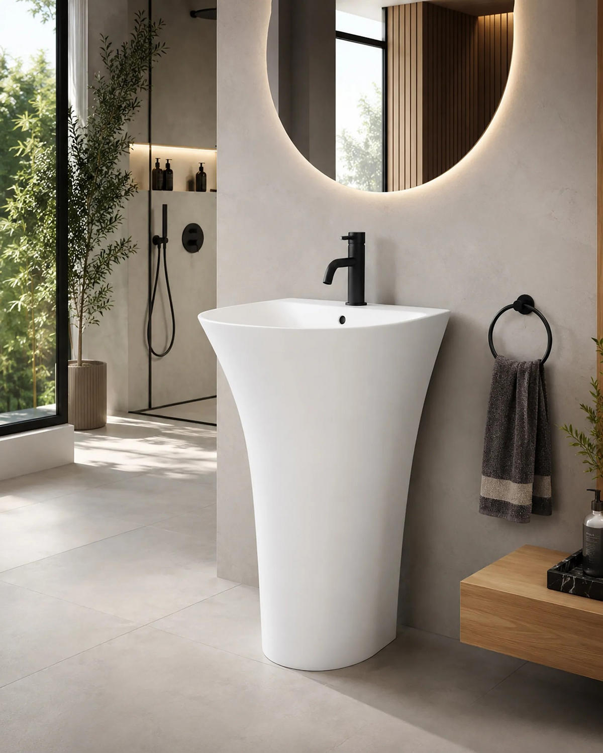 STANDWASCHBECKEN Rea Rita Slim - Weiß, Keramik (42/83.5/48cm) - REA