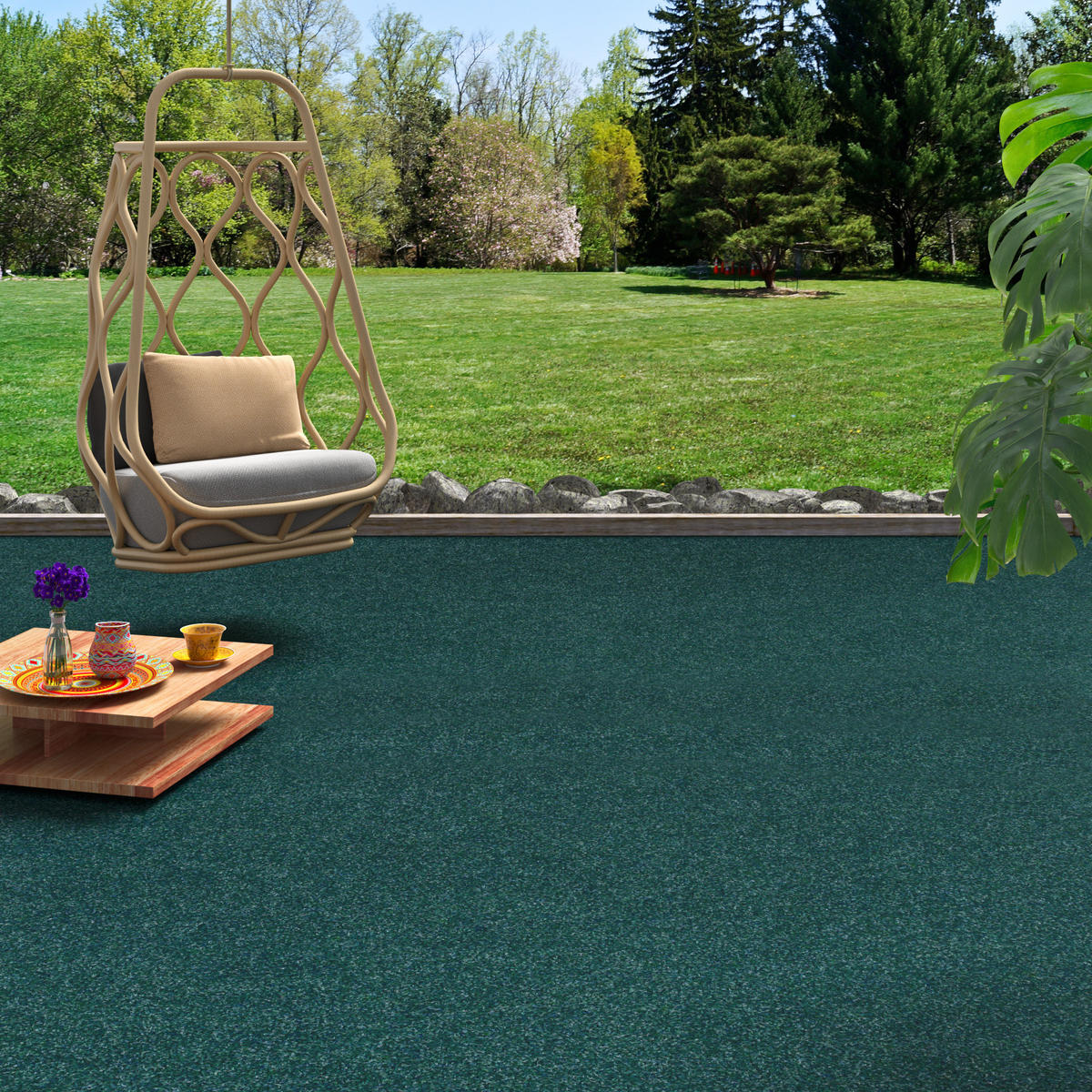 KUNSTRASEN RASENTEPPICH MIT NOPPEN KINGSTON - Petrol, Textil (200/150cm) - Snapstyle