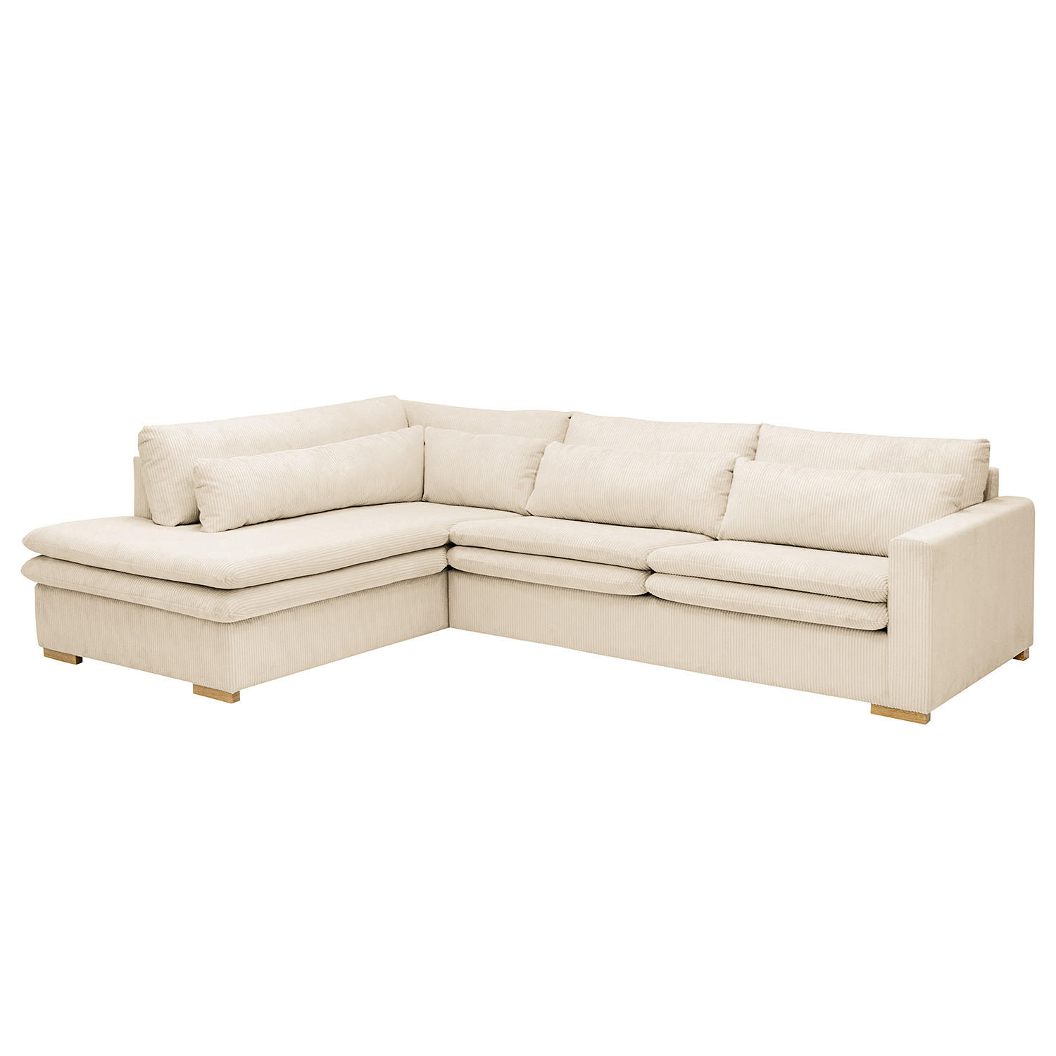ECKSOFA mit Ottomane - Eichefarben/Creme, Eichenholz/Textil (299/216cm) - home24