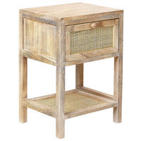 NACHTTISCH Rattan heller Holzfarbton 1 Schublade 35/29 cm Esto - Hellbraun, Holz (35/51/29cm) - Beliani