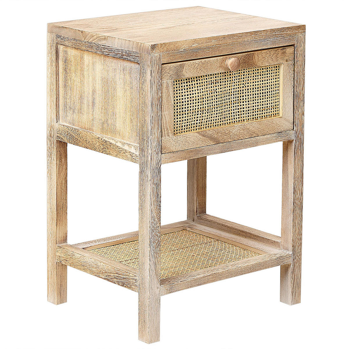 NACHTTISCH Rattan heller Holzfarbton 1 Schublade 35/29 cm Esto - Hellbraun, Holz (35/51/29cm) - Beliani