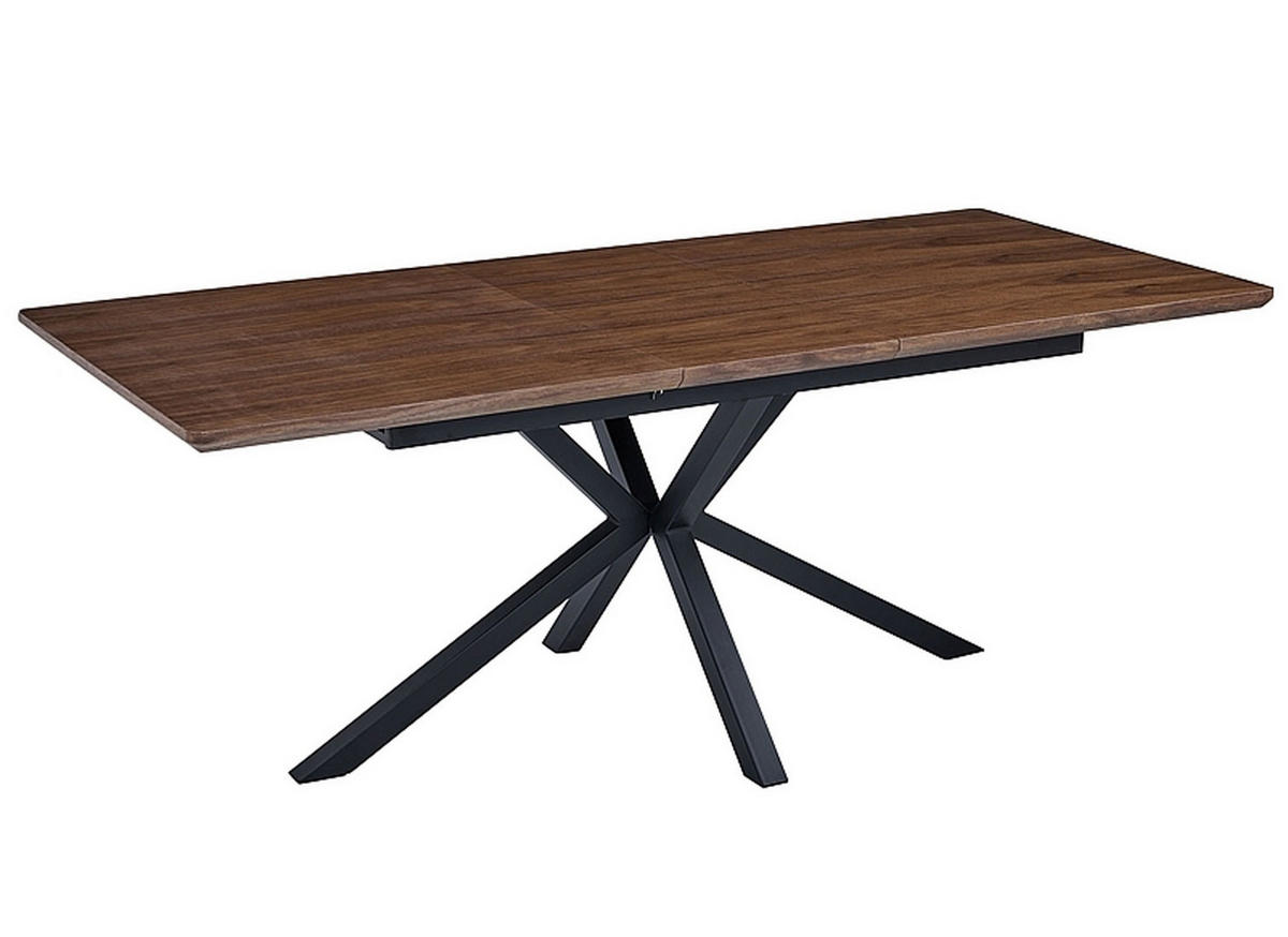 ESSTISCH Laguna Nussbaum / Schwarz 160-200 / 90 / 76cm - Nussbaumfarben, Holz/Metall (90/200/76cm) - Feldmann-Wohnen