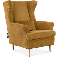 OHRENSESSEL STRALIS inklusive dekorativem Kissen, gelb - Dunkelgelb, Textil (82/108/80cm) - KONSIMO®