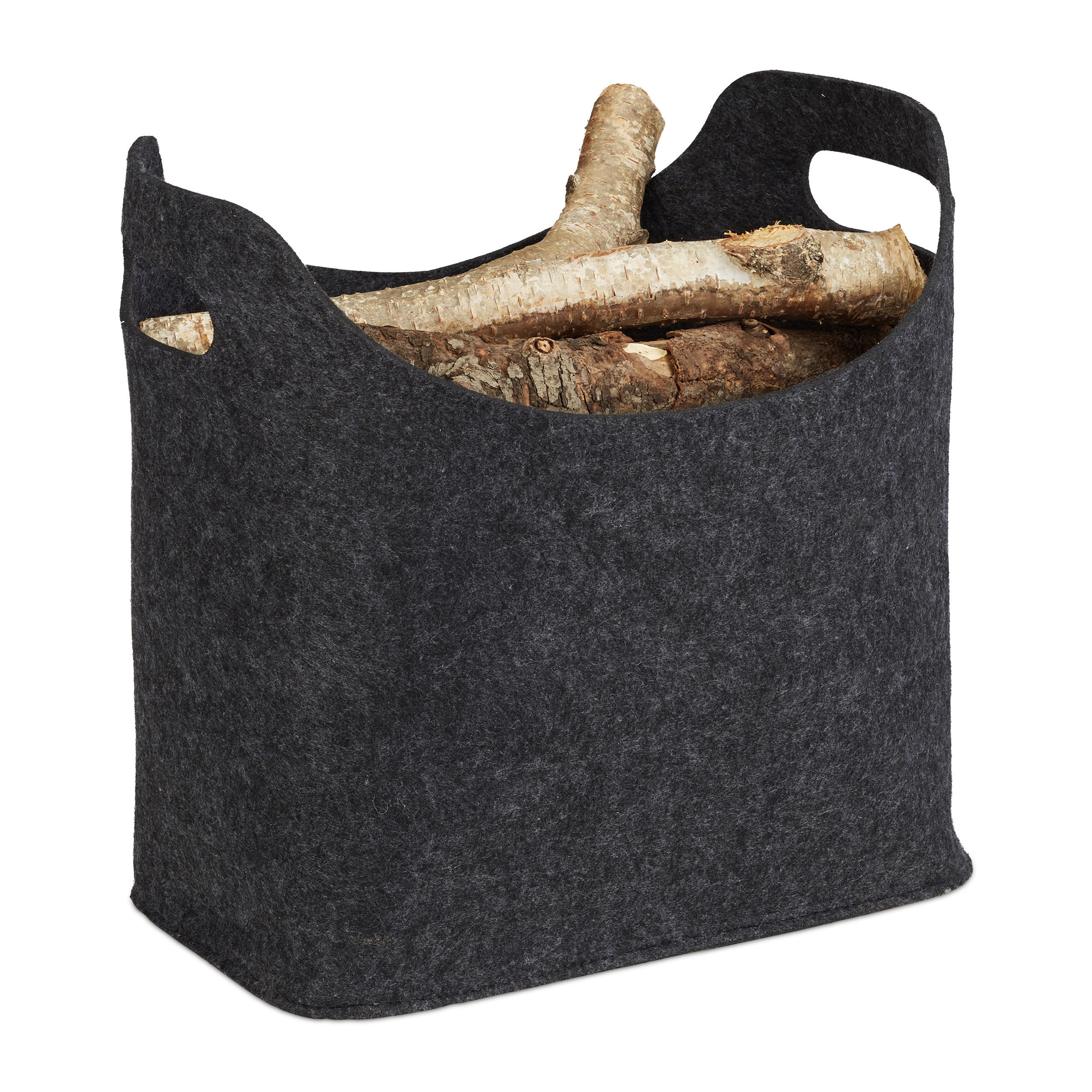 KAMINHOLZTASCHE - Anthrazit, Textil (23/39.5/40cm) - Relaxdays