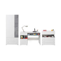 JUGENDZIMMER-SET SIMON B 3-teilig in Weiß/Grau - Weiß/Grau, Holzwerkstoff (290/190/55cm) - Deine Möbel 24