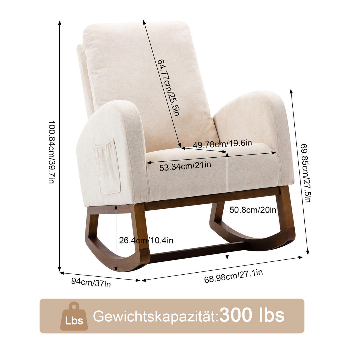 SCHAUKELSTUHL, Beige - Beige, Holz (94/100.48/68.98cm)