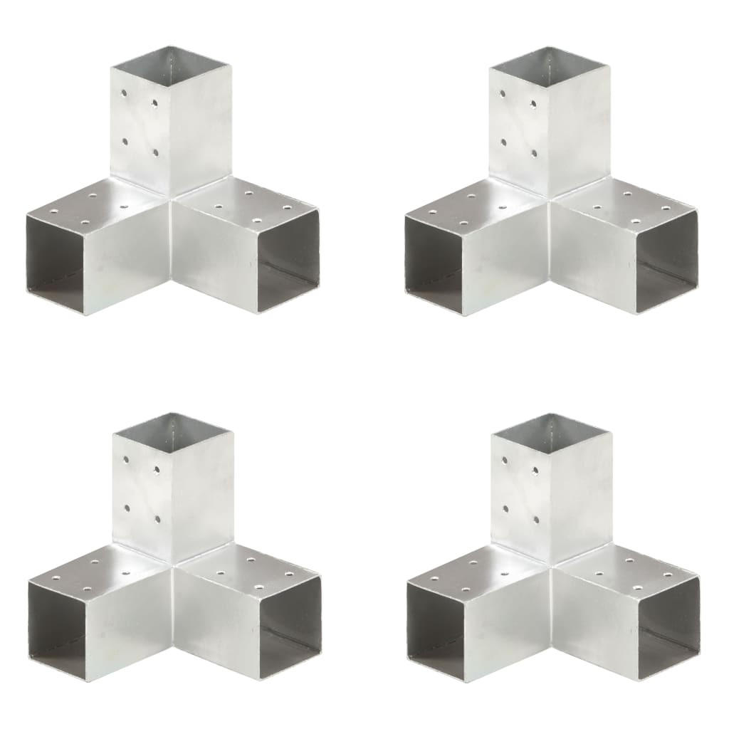 PFOSTENVERBINDER, Y-Form, für 71/71 mm, aus Verzinktes Metall, 4er-Set - Weiß, Metall (17/17.5cm) - vidaXL