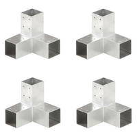 PFOSTENVERBINDER, Y-Form, für 71/71 mm, aus Verzinktes Metall, 4er-Set - Weiß, Metall (17/17.5cm) - vidaXL