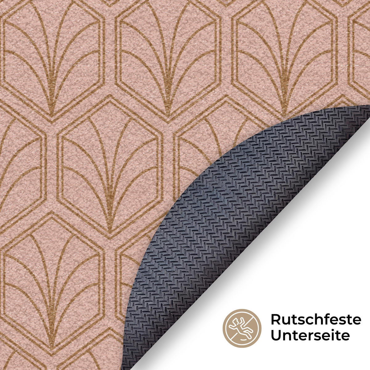 FUSSMATTE Lachsrosa - Muster - Geometrisch Schmutzfangmatte 120x120 cm - Altrosa, Kunststoff (120/120cm) - MuchoWow