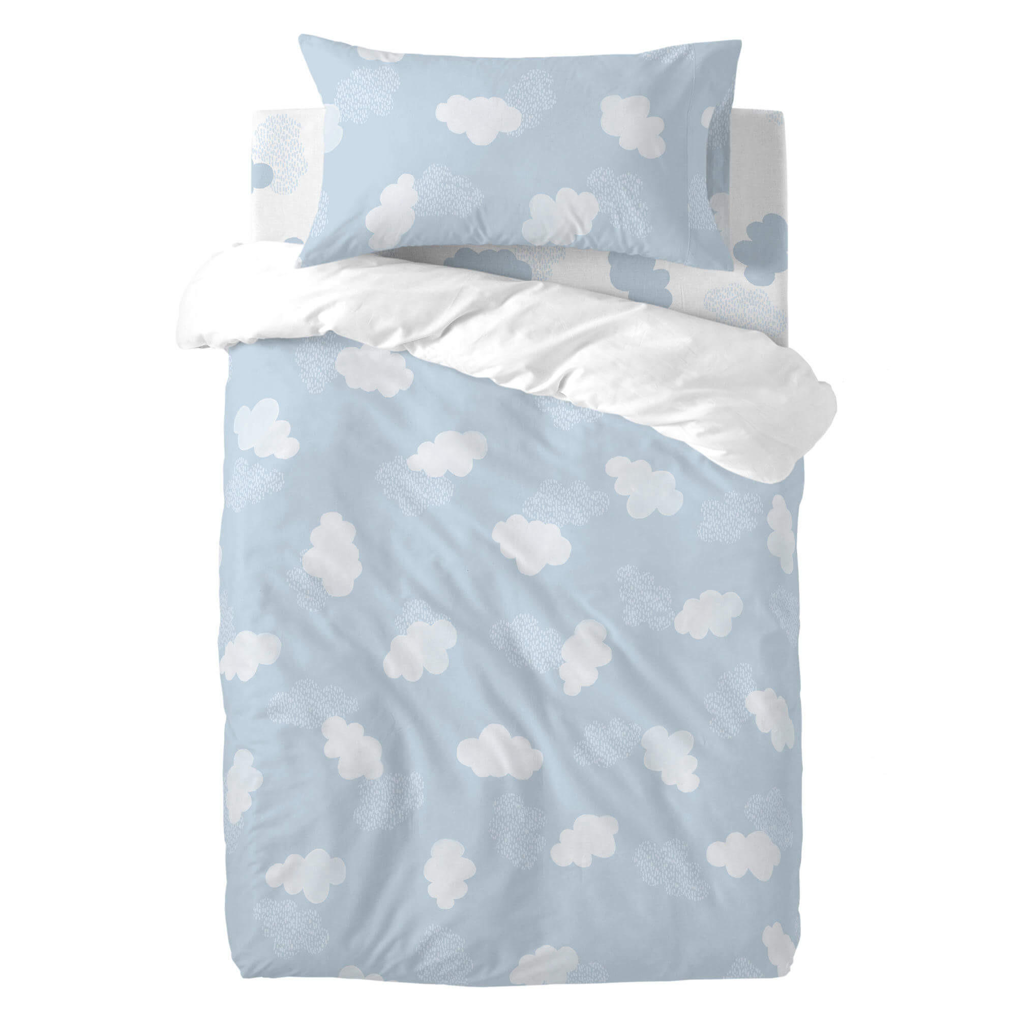 BETTBEZUG 2er-Set teiliges clouds 115x145 cm (kinderbett) blau - Blau, Textil (115/145cm) - Happy Friday